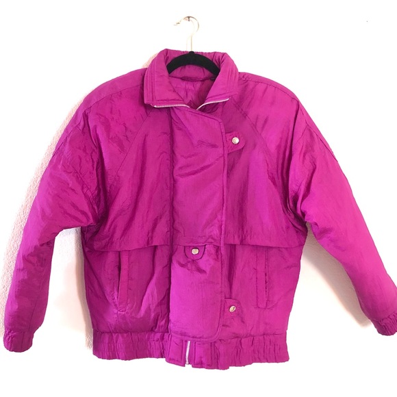 90s Retro SUPER PUFFER Hot Pink Ski Jacket - Picture 1 of 6